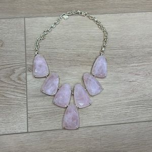 Kendra Scott rose quartz Harlow necklace